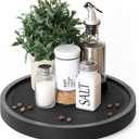 EOSAHR Non-Skid Wooden Lazy Susan Turntable for Cabinet  Chic 10.5" Lazy Susan Turntable and Bathroom Tray for Bathroom Decor & Coffee Table - Ideal for Home and Kitchen (Black)