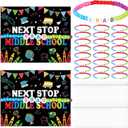 Cunno 24 Sets 5th Grade Graduation Gifts Bracelets for Students Class of 2025 Bracelet Greeting Card with Bags Letter Welcome Bracelets for Students 5th Grade Graduation Party Favors Gift