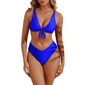 geluboao Bikini Sets for Women High Waisted Two Piece Swimsuit Sexy V Neck Tie Kont Push Up High Cut Bathing Suit Large