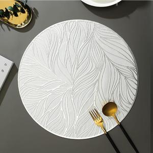 pigchcy Leaf 15 inches Silver Placemats Set of 6 Washable Holiday Decoration Indoor Outdoor, Waterproof Non Slip Party Birthdays Weddings Centerpiece Dinners