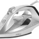 Sunbeam Turbo Steam Iron, 1700 Watt, Nonstick Ceramic Soleplate, Horizontal or Vertical Shot of Steam, Quick Heating, 3-Way Auto-Off, White and Chrome,9.3"L x 3.7"W