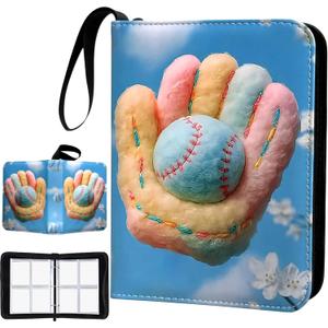 2 x Baseball Card Binder - 400 Capacity 4-Pocket Trading Card Album, 3 Ring Card Holder Binder, Waterproof PU Leather, Zip Closure, Perfect Christmas Birthday Gift for Kids & Collectors