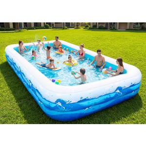 Extra Large Inflatable Pool for Adults, 165"x76"x22" Full-Sized Blow Up Pool with 0.6mm PVC & Cute Animal Print, Big Family Swimming Pool for Backyard Outdoor Summer Water Party