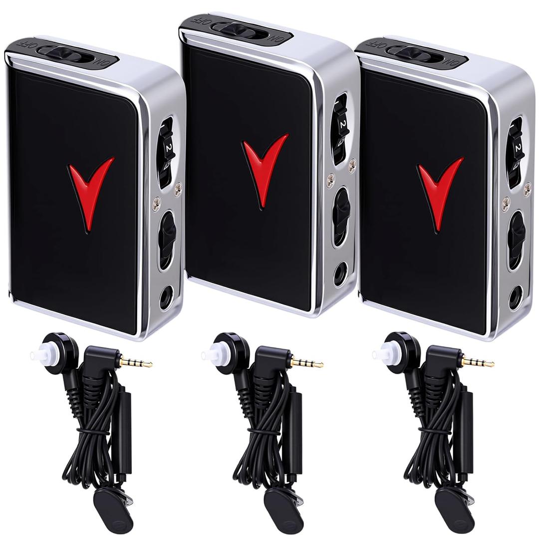 Geiserailie 3 Pack Personal Hearing Amplifiers Sound Amplifier Pocket Voice Hearing Enhancement Device with 8 Volume Levels and Headphones for Seniors Sound Gain of 50db, up to 100 Feet Away