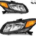 Headlights Assembly for 2012-2015 Honda Civic 4Dr Sedan, for 2012-2013 Honda Civic 2Dr CoupeHeadlamp Replacement Driver & Passenger Side