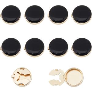 NBEADS 10 Pcs Brass Button Covers, Round Cuffs Links Button Cover for Tuxedo, Shirt, Business or Formal Attend Accessories, Golden, 1.3x0.7x0.2inch