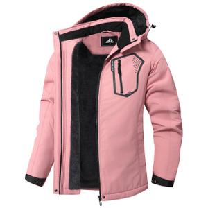 DDQLADY Women's Ski Coat Waterproof Jacket Hooded Windproof Outerwear (L)