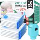 Morecoo Vacuum Storage Bags with Electric Pump & New Air Valve, 10 Pack Space Saver Bags (5 Jumbo/5 Large) for Clothes, Comforters, Blankets - Press & Pump Compression Bags for Travel Essentials