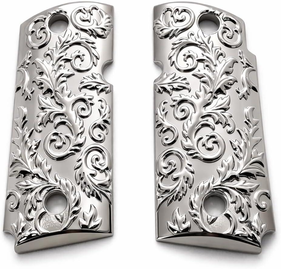 Custom for Kimber Micro 9 mm Metal Grips Scroll Design Micro9 Screws Nickel Plated