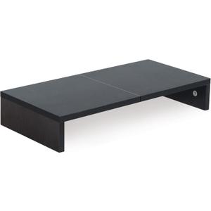 TEAMIX 20 Inch Monitor Stand Riser, Black Desktop Stand for PC/TV/Laptop/Printer, Wood Monitor Riser with Storage, Computer Stand Keyboard Organizer