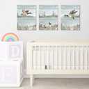 SKYSUKEY Watercolor Duck Hunting Nursery Decor, Set of 3 Mallard Duck Wall Prints, Nursery Wall Decor for Little Boys Girls Room, Rustic Outdoor Hunter Themed Decor, Framed Canvas Wall Art 12"x16"