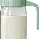 Breast Milk Pitcher, Mason Jar 32 oz, Heavy Duty Wide Mouth Jar with Green Flip Cap Lid and Pour Spout, Airtight Seal for Freshness and Convenience, Great for Cold Beverages and Home Entertaining