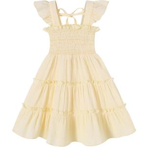 YOUNGER TREE Toddler Girl Dress Kids Sleeveless Ruffle Dresses for Girls Summer Outfits Beach Sundress (5-6 Years, Yellow1)