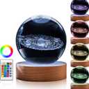 Large Crystal Ball Lamp, 3D Solar System Crystal Night Light 16 Colors 4 Modes with Remote, 3.15 in Light Room Decor, Birthday Gift/Holiday Gifts for Men & Women
