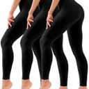 Hmuuo 3 Pack Leggings for Women High Waisted Tummy Control No See-Through Yoga Pants Workout Running Leggings (Black, XL)