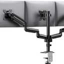 HUANUO Triple Monitor Mount for 13-27 inch Computer Screens, Gaming 3 Monitor Desk Mount with Arm Holds 19.8lbs, Triple Monitors Stand with Tilt, Swivel, Rotation, VESA 75x75, 100x100mm