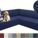 ALIECOM Corner Sectional Couch Covers L Shape Sofa Covers Washable Reversible Couch Cover for Sectional Slipcover U Shape Pet Dogs Furniture Protector with Elastic Straps (Navy, XX-Large)