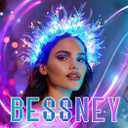 Light Up Headband LED Glowing Headbands Shell Halo Crown Headpieces Rave Party Hair Accessories for Women and Girls, Blue (Blue)