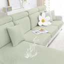 smiry Waterproof Couch Cushion Covers, Stretch Jacquard Thick Sofa Cushion Covers, Washable Seat Cover Slipcover Elastic Furniture Protector for Pets, Kid (Medium, Green)