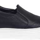 epdavin Women's Black Casual Leather Hidden Wedges Slip On Platform Sneakers Shoes, 7.5 M US