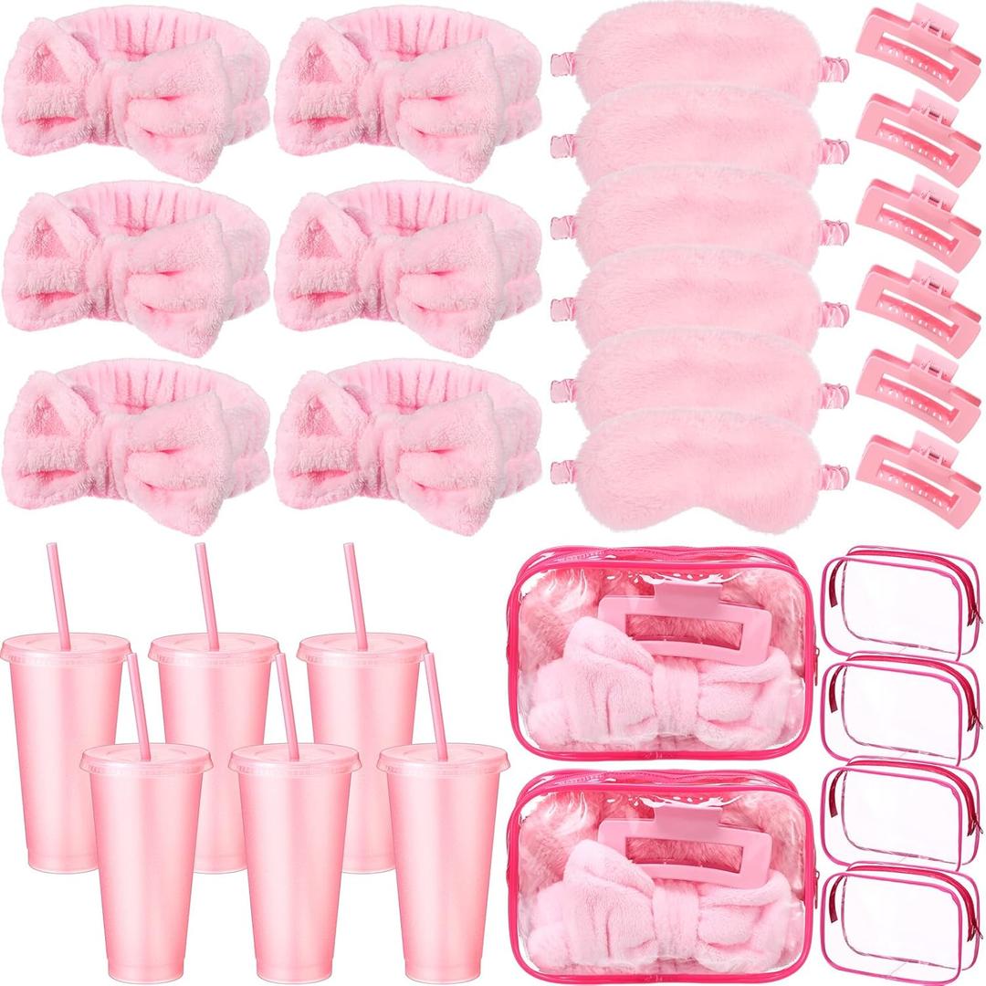 30 Pcs Pink Spa Party Favors for Women Sleepover Party Supplies 6 Pink Bow Hairbands 6 Eye Masks 6 Hair Clips 6 Clear Cosmetic Bags 6 Glitter Cups for Spa Birthday Bachelorette Slumber Gifts 30 Pcs Pink Spa Party Favors for Women Sleepover Party Supplies 6 Pink Bow Hairbands 6 Eye Masks 6 Hair Clips 6 Clear Cosmetic Bags 6 Glitter Cups for Spa Birthday Bachelorette Slumber Gifts