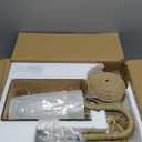 Natural Rattan Wall Sconce Set of 2, with Boho Woven Wicker and Creamy-White Fabric Shade for Vanity Stairway Fireplace Living Room Bedside Passway Hallway