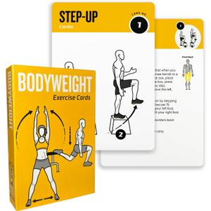 Bodyweight Exercises Cards, 62 Workout Cards Deck Large Size 5" x 3.5" Fitness Cards for Women & Men, Beginner Fitness Guide to Training Exercises at Home or Gym