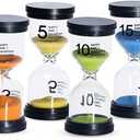 Sand Timer 6 Colors Hourglass 1/3/5/10/15/30 Minutes Sandglass Timer Sand Clock for Kids Games Classroom Kitchen Home Office Decoration (Pack of 6)