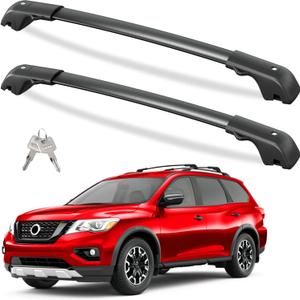 Tuyoung Roof Rack Cross Bars Compatible with Nissan Pathfinder 2013-2021 & Pathfinder Hybrid 2014 with Raised Side Rails, 220lbs Lockable Heavy Duty Aluminum Roof Rails Crossbars Rooftop Cargo Bars