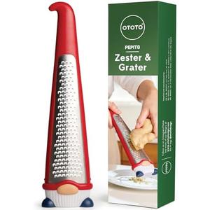 OTOTO Grater - Stainless Steel, BPA Free, Dishwasher Safe, Fun Kitchen Gadget, Vegetable Shredder, Cute Kitchen Gifts & Accessories (Pepito Gnome Grater, Red)