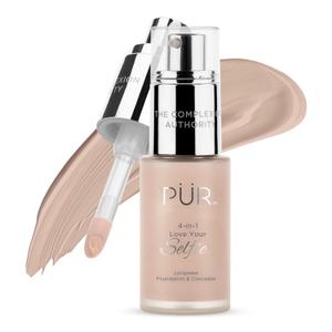 PUR Beauty 4-in-1 Love Your Selfie Foundation & Concealer - Longwear Full Coverage Liquid Makeup Foundation with Hydrating Blend for Refined-Looking, Natural Beauty Glow, Skin Texture & Tone (MP3/Blush Medium)