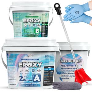3 Gallon 100% Solids Industrial Epoxy Floor Coating Kit - Self-Leveling, Highly Durable Clear Resin Paint | Ideal for Counter Tops, Garages, Basements, Warehouses, Concrete Floors & Wall Repair-Clear