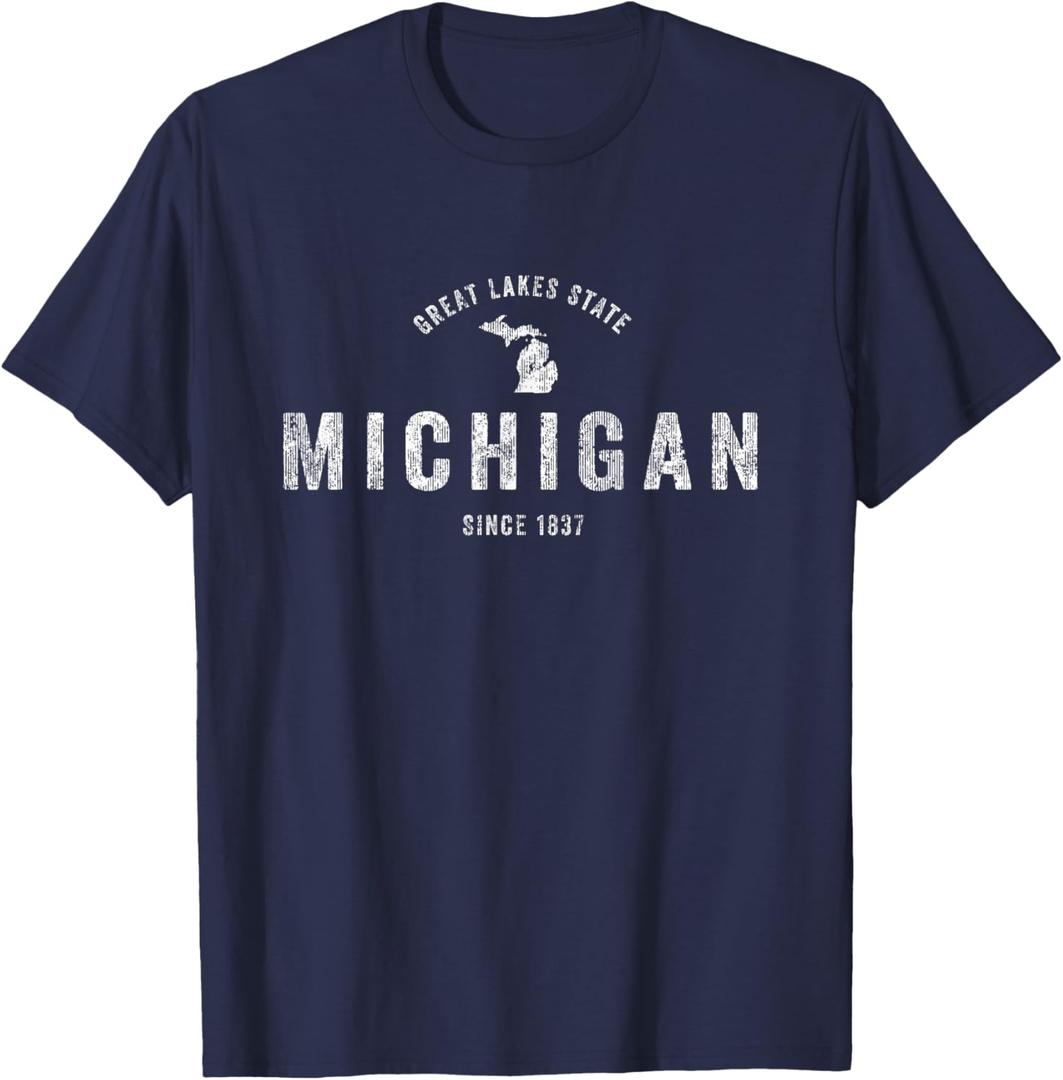 Michigan T Shirt Vintage Sports Design Retro MI Tee T-Shirt