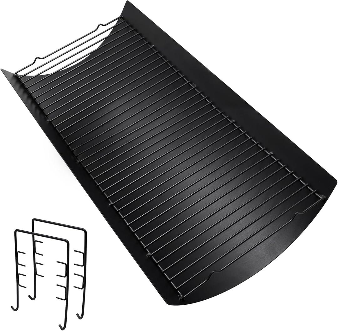 Hiorucet 27 Inches Grill Ash Pan Drip Pan for Chargriller 2121, 2828, 1224, 2929, 2222, 2727, 1324, E1224 200048 Charcoal Grill Tray, Charbroil 17302056 and Fire Grate Hanger Number 2230-03-003