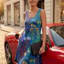 LUXVEER Women's Bohemien Summer Dresses 2026 Sleeveless Casual Loose Swim Coverup Scoopneck Casual Loose Tank Flowy Swing Mini Sundress 2XL