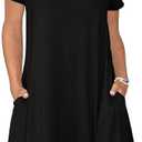 KORSIS Summer Dresses for Women Casual T Shirt Dresses Swing Flowy Beach Vacation Sundress with Pockets, Large