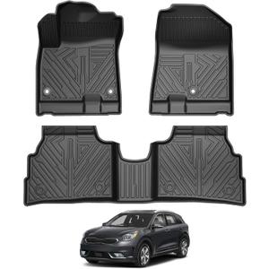 Falafa Floor Mats Fit for 2019-2022 Kia NIRO EV(NOT for HEV & PHEV), TPE All Weather Protection Floor Liners 1st & 2nd Row NIRO EV 2019 2020 2021 2022 Car Mats Accessories, Black