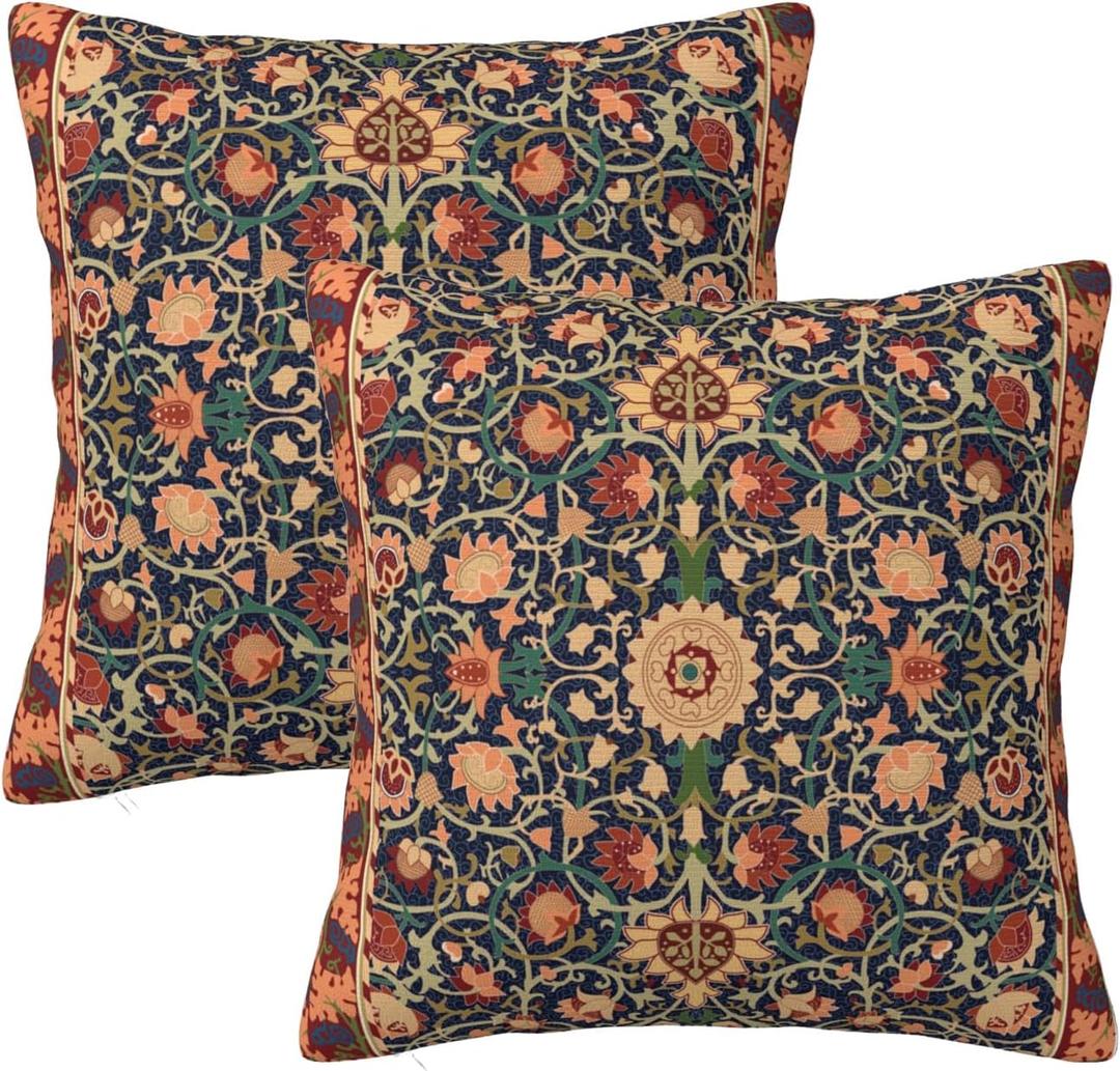 William Morris Vintage Floral Throw Pillow Covers Set of 2 Cushion Covers for Couch Home Bed Living Room Decorative Pillow Cases 18x18 Inch