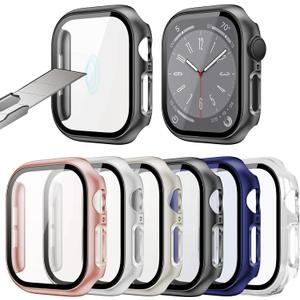 6 Pack Case for Apple Watch Series 10 42mm with Tempered Glass Screen Protector, Hard PC Ultra-Thin HD Scratch-Proof Full Protection Bumper Cover for iWatch 42mm Accessories (6 Colors)