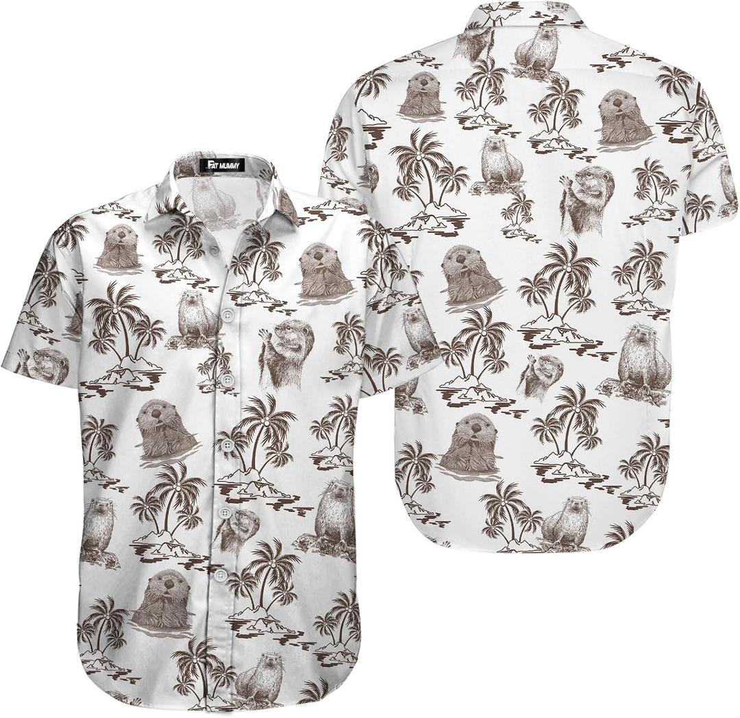 Mens Halloween Hawaiian Shirt, Horror Friends Shirts for Men Women Short Sleeve (2XL)
