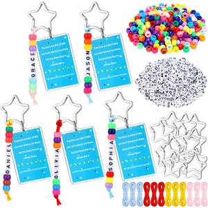 Landical 12 Set End of Year Keychain Gift Teachers are Like Stars Key Chain Making Kit DIY Crafts Inspirational Letter Beads with We are Always Here for You Acrylic Key Ring Accessories Party Favors