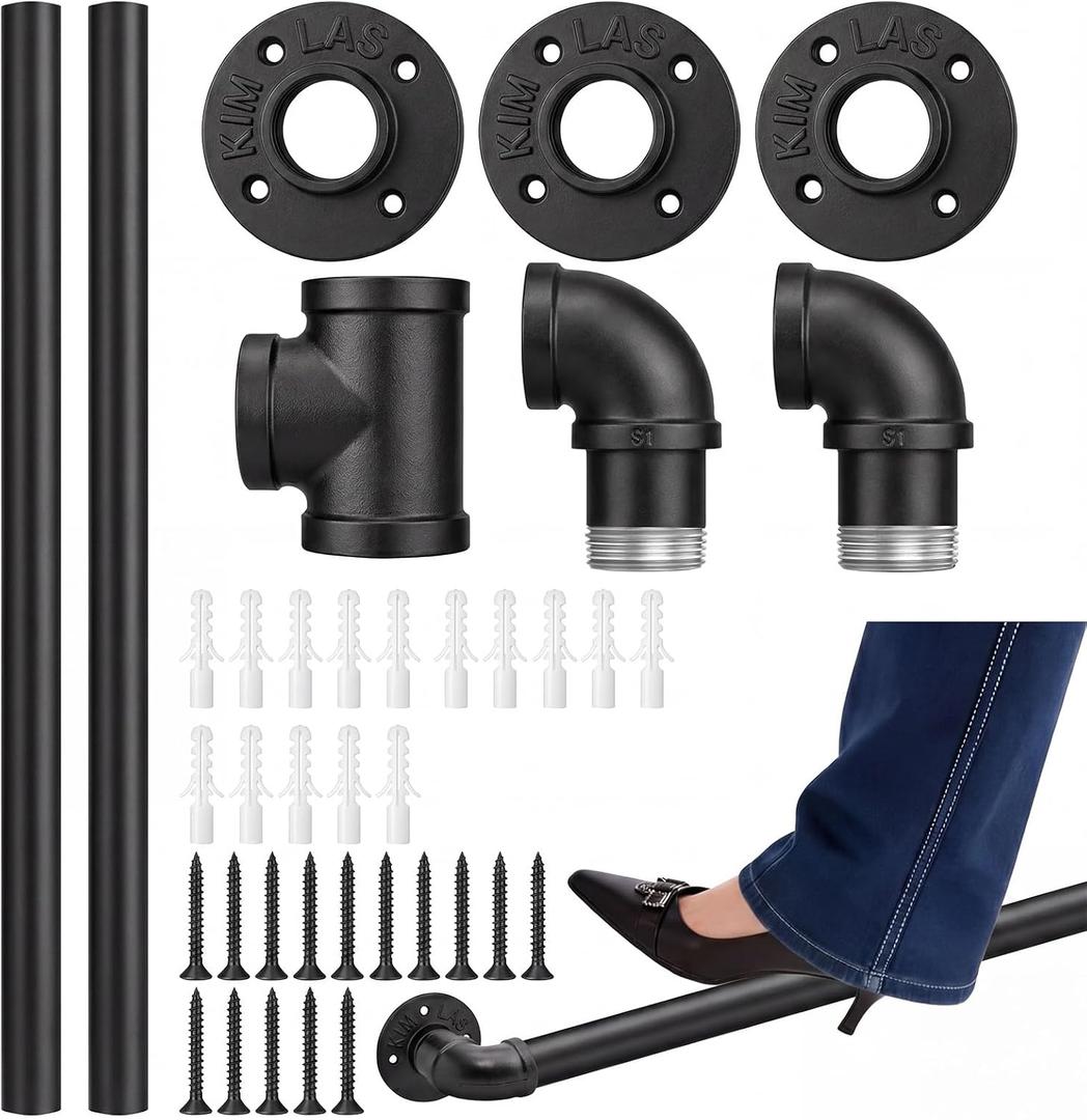 2 x Zonon 6 ft Bar Foot Rail Kit Bar Rest Brackets Undercounter Mount Hardware and Tubing Complete Kit Foot Railing Stainless Steel Brass Finish for Kitchen Island Indoor Outdoor Stairs Loft Porch (Black)