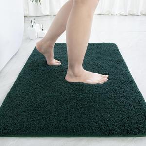 LOCHAS Bathroom Rug 36x24 Inch, Soft Thick Absorbent Microfiber Bath Rugs for Bathroom, Machine Washable, Shaggy Plush Non Slip Bath Mat for Tub, Shower Floor, Quick Dry Mats, Hunter Green