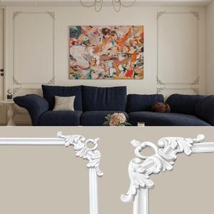 Ready to Assemble Wall Molding Kit 16 Angel Wing Corners Made into 2 Top and 2 Bottom Frame Premade Accent Wall Molding Wainscoting Panels for Interior Wall Decor Living Room and Bedroom
