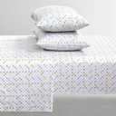 Feather & Stitch Softest 100% Cotton Sheets, 300 Thread Count Percale Weave Bedding, 16" Deep Pocket, Cooling Sheets, Breathable Bed Set, Hotel Premium Quality (Full, Yellow Diamond)