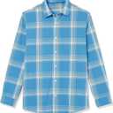 Amazon Essentials Men's Long-Sleeve Regular-fit Stretch Poplin Shirt (Blue, S)