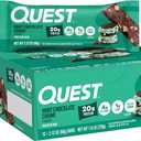 Quest Nutrition Mint Chocolate Chunk Protein Bars, 20g Protein, 1g Sugar, 4g Net Carb, High Fiber, Gluten Free, Keto Friendly, 12 Count, BEST BY 11/10/2026