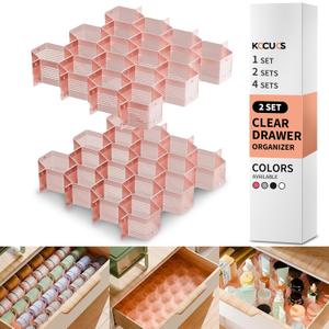Honeycomb Separator Adjustable Drawer Organizer Divider for Underwear Belt-Scarf Socks Organizer (Pink(2pcs))