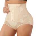 KUMAYES Tummy Control Panties for Women Plus Size Shapewear Short High Waist Butt Lifter Panty Faja Body Shaper Underwear Beige 4XL