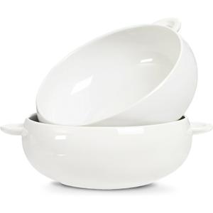 DAILY RITMO Large Serving Bowls with Handles 2-Pack Set | 8.5" Size | Serve Side Dishes, Salad, Pasta, Versatile Mixing, Noodle, Pho and Ramen